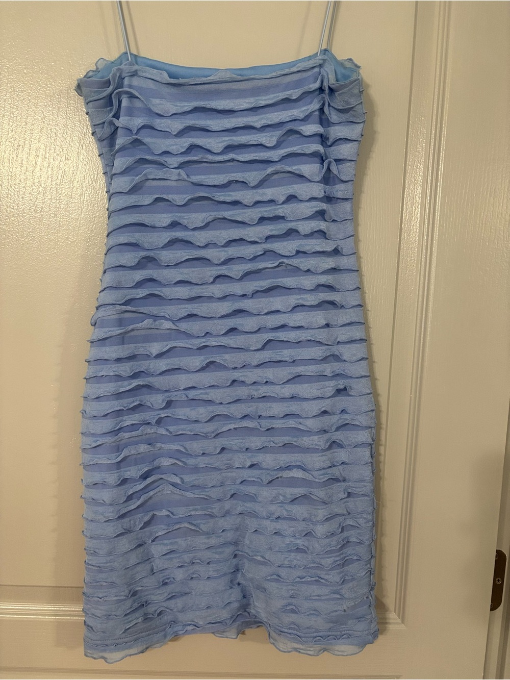 Light Blue Ruffle Mini Dress - Picture 2 of 3